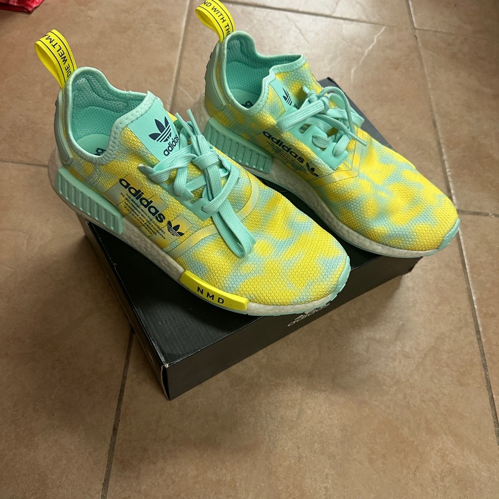 Adidas NMD Yellow and Blue Sneakers with Cushioned Soles